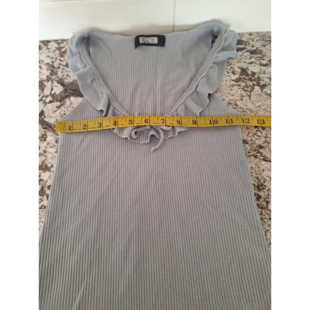 Reformation Light Gray Ruffle Tank Top Size XS - Picture 6 of 6